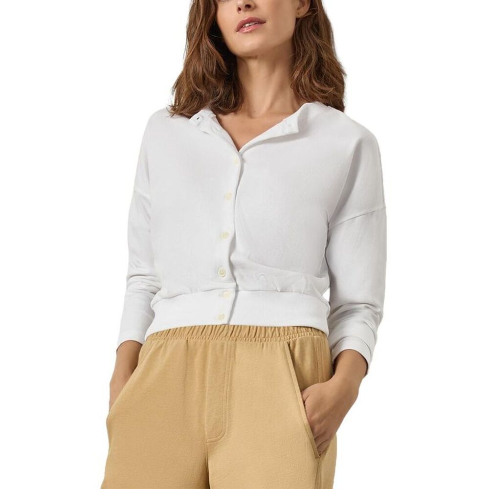 Lilla P Womens Rib Trim Cardigan, White